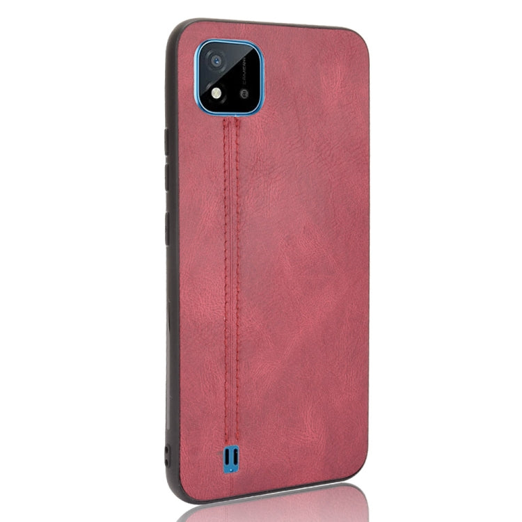 For OPPO Realme C11 2021 / Realme C20 Shockproof Sewing Cow Pattern Skin PC + PU + TPU Case(Red) - Realme Cases by buy2fix | Online Shopping UK | buy2fix