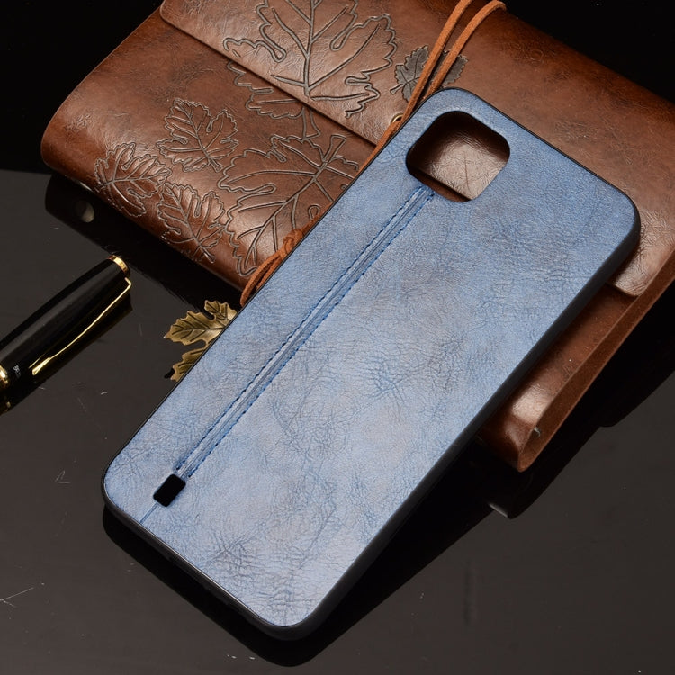 For OPPO Realme C11 2021 / Realme C20 Shockproof Sewing Cow Pattern Skin PC + PU + TPU Case(Blue) - Realme Cases by buy2fix | Online Shopping UK | buy2fix