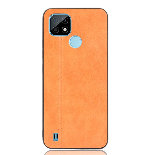 For OPPO Realme C21 Shockproof Sewing Cow Pattern Skin PC + PU + TPU Case(Orange) by buy2fix
