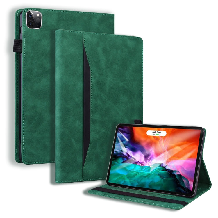 For iPad Pro 12.9 inch 2022 / 2021 / 2020 Business Shockproof Horizontal Flip Leather Tablet Case with Holder & Card Slots & Photo Frame & Pen Slot & Sleep / Wake-up Function(Green) - iPad Pro 12.9 (2022/2021) Cases by buy2fix | Online Shopping UK | buy2fix