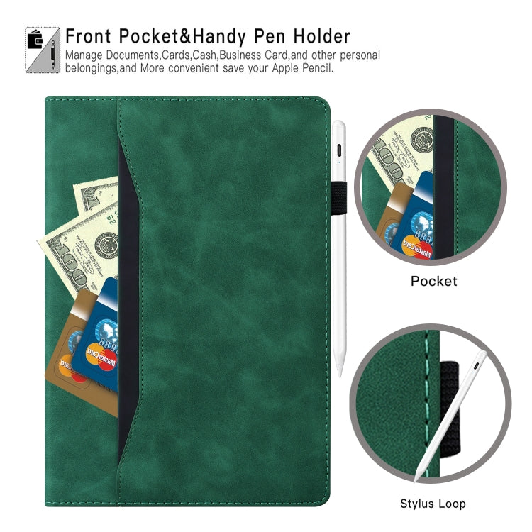 For iPad Pro 12.9 inch 2022 / 2021 / 2020 Business Shockproof Horizontal Flip Leather Tablet Case with Holder & Card Slots & Photo Frame & Pen Slot & Sleep / Wake-up Function(Green) - iPad Pro 12.9 (2022/2021) Cases by buy2fix | Online Shopping UK | buy2fix