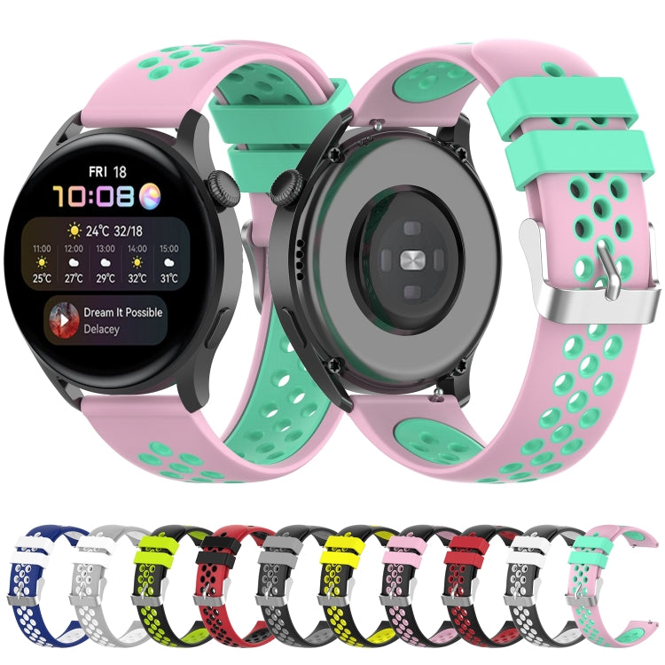 For Huawei Watch 3 / 3 Pro 22mm Two-color Silicone Watch Band(Black Red) by buy2fix