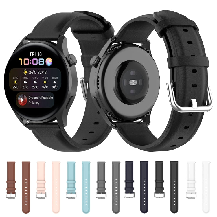 For Huawei Watch 3 / 3 Pro 22mm Round Tail Leather Watch Band(Black) by buy2fix