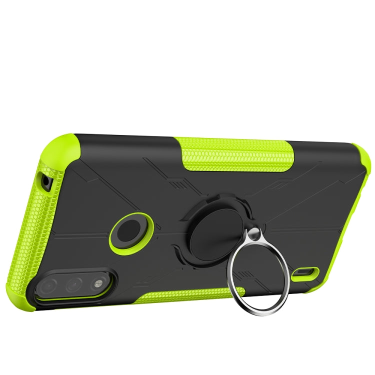 For Motorola Moto E7 Power Armor Bear Shockproof PC + TPU Protective Case with Ring Holder(Green) by buy2fix