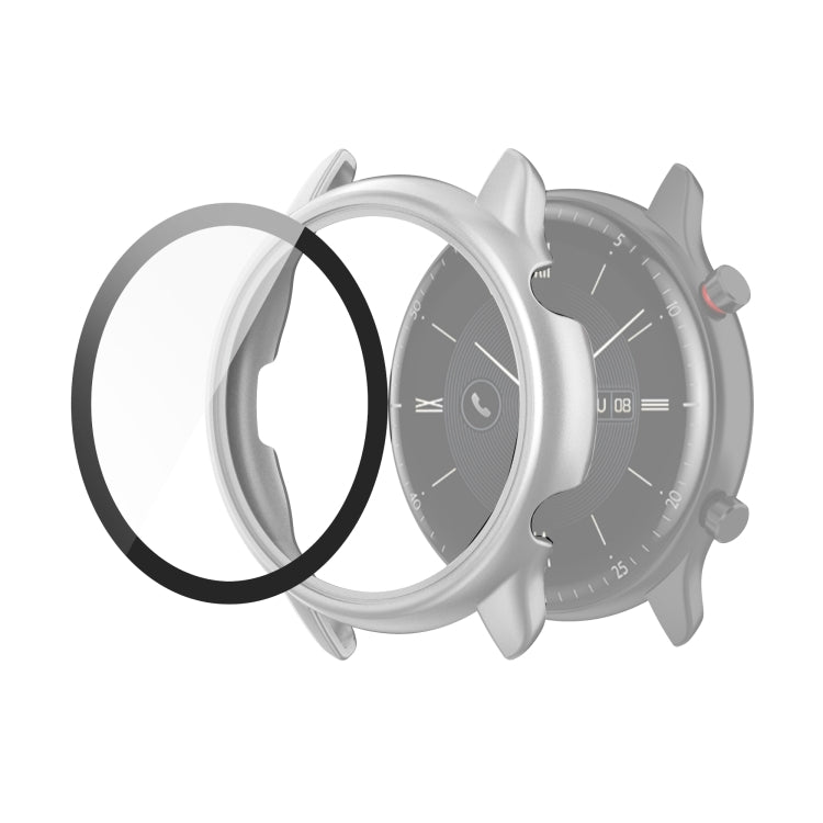 For Amazfit GTR 2 eSIM Tempered glass + PC Integrated Protective Case(Silver) - Watch Cases by buy2fix | Online Shopping UK | buy2fix