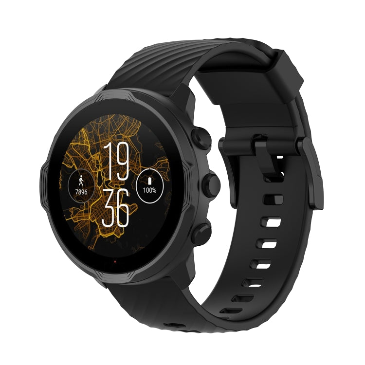 For Suunto 7 24mm Solid Color Silicone Watch Band(Black) - by buy2fix | Online Shopping UK | buy2fix