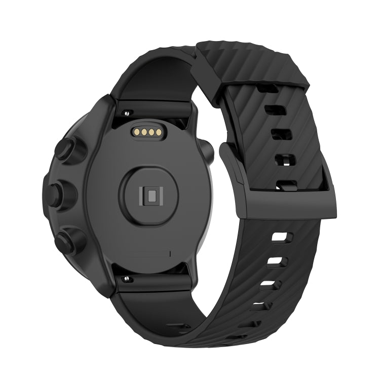 For Suunto 7 24mm Solid Color Silicone Watch Band(Black) - by buy2fix | Online Shopping UK | buy2fix
