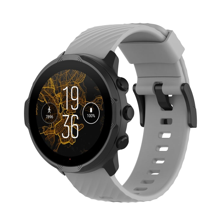 For Suunto 7 24mm Solid Color Silicone Watch Band(Grey) - by buy2fix | Online Shopping UK | buy2fix