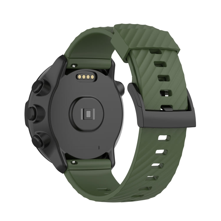 For Suunto 7 24mm Solid Color Silicone Watch Band(Army Green) - by buy2fix | Online Shopping UK | buy2fix