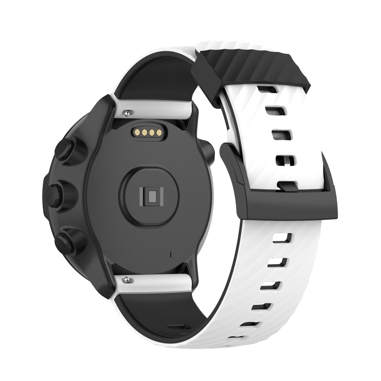 For Suunto 7 24mm Two-color Silicone Watch Band(White Black) - by buy2fix | Online Shopping UK | buy2fix