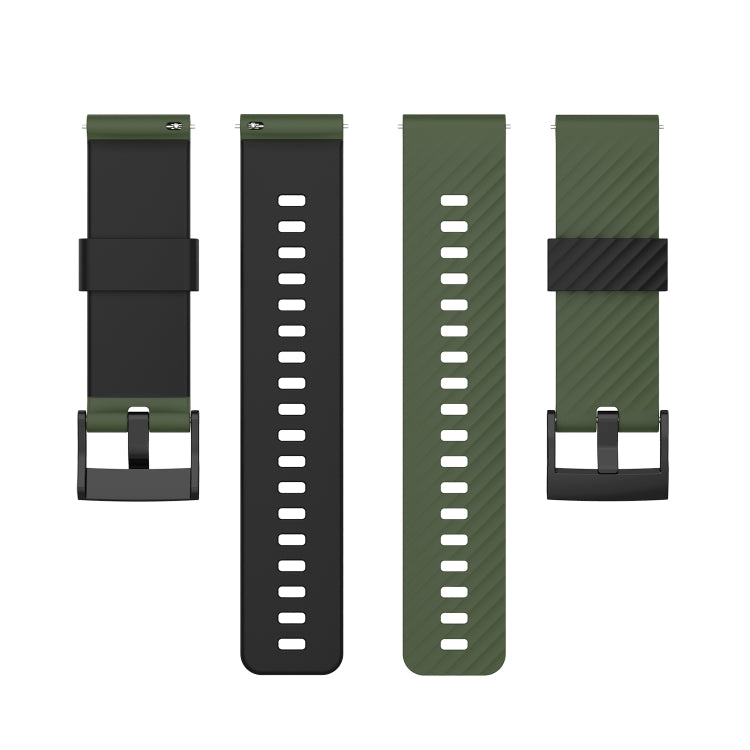 For Suunto 7 24mm Two-color Silicone Watch Band(Army Green Black) - by buy2fix | Online Shopping UK | buy2fix