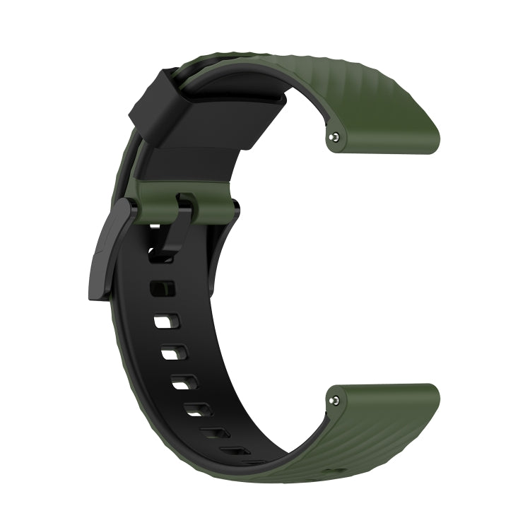 For Suunto 7 24mm Two-color Silicone Watch Band(Army Green Black) - by buy2fix | Online Shopping UK | buy2fix
