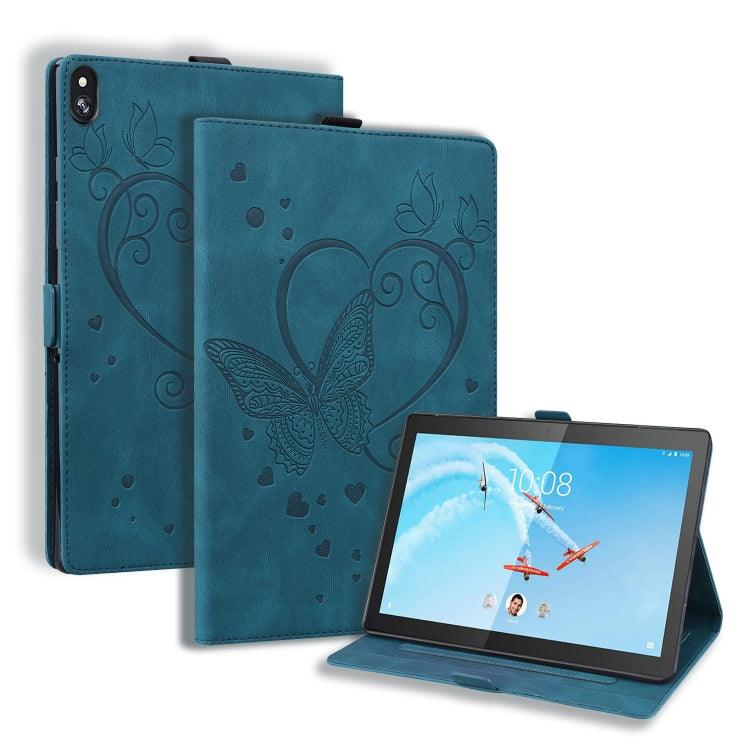 For Lenovo Tab M10 10.1 inch Love Butterfly Pattern Horizontal Flip Leather Case with Holder(Blue) - Lenovo by buy2fix | Online Shopping UK | buy2fix