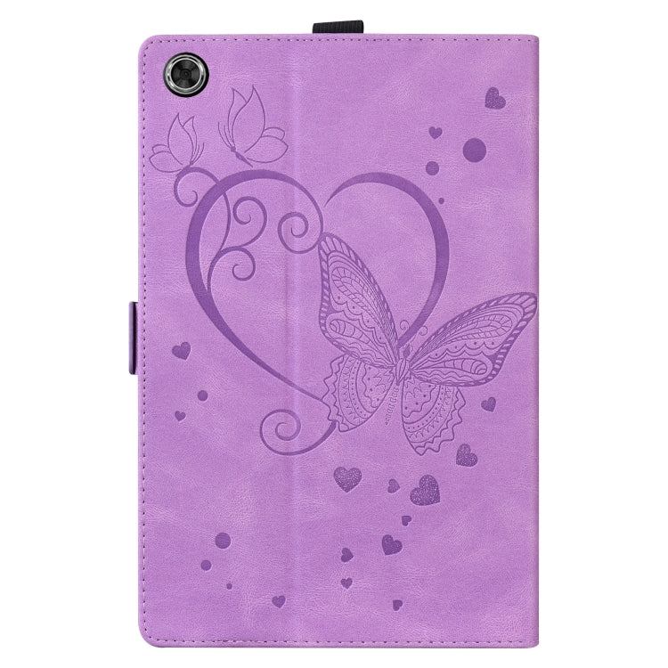 For Lenovo Tab M10 Plus TB-X606F TB-X606X Love Butterfly Pattern Horizontal Flip Leather Case with Holder(Purple) - Lenovo by buy2fix | Online Shopping UK | buy2fix