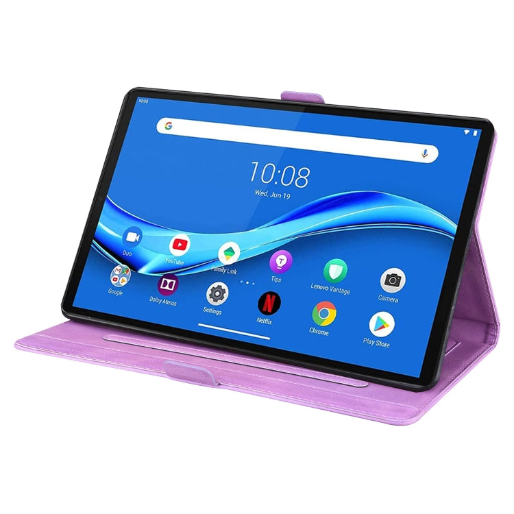 For Lenovo Tab M10 Plus TB-X606F TB-X606X Love Butterfly Pattern Horizontal Flip Leather Case with Holder(Purple) - Lenovo by buy2fix | Online Shopping UK | buy2fix