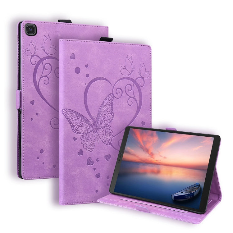 For Samsung Galaxy Tab A 8.0 (2019) SM-T290 SM-T295 Love Butterfly Pattern Horizontal Flip Leather Case with Holder(Purple) - Other Galaxy Tab PC by buy2fix | Online Shopping UK | buy2fix