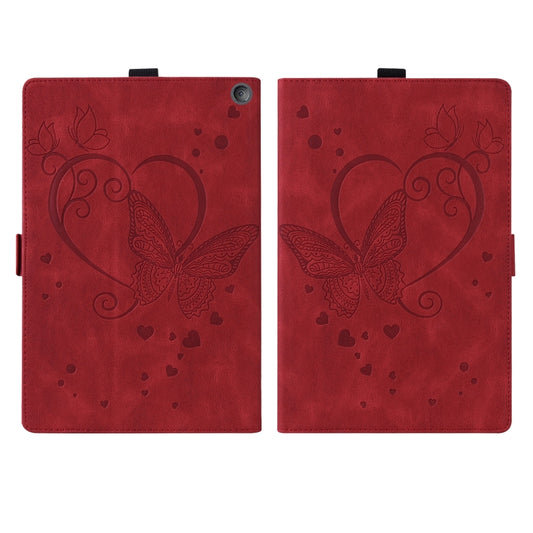 For Amazon Fire HD 10 Plus (2021) / HD 10 (2021) Love Butterfly Pattern Horizontal Flip Leather Case with Holder & Sleep / Wake-up Function(Red) by buy2fix