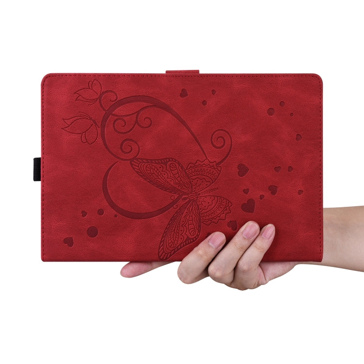 For Amazon Fire HD 10 Plus (2021) / HD 10 (2021) Love Butterfly Pattern Horizontal Flip Leather Case with Holder & Sleep / Wake-up Function(Red) by buy2fix