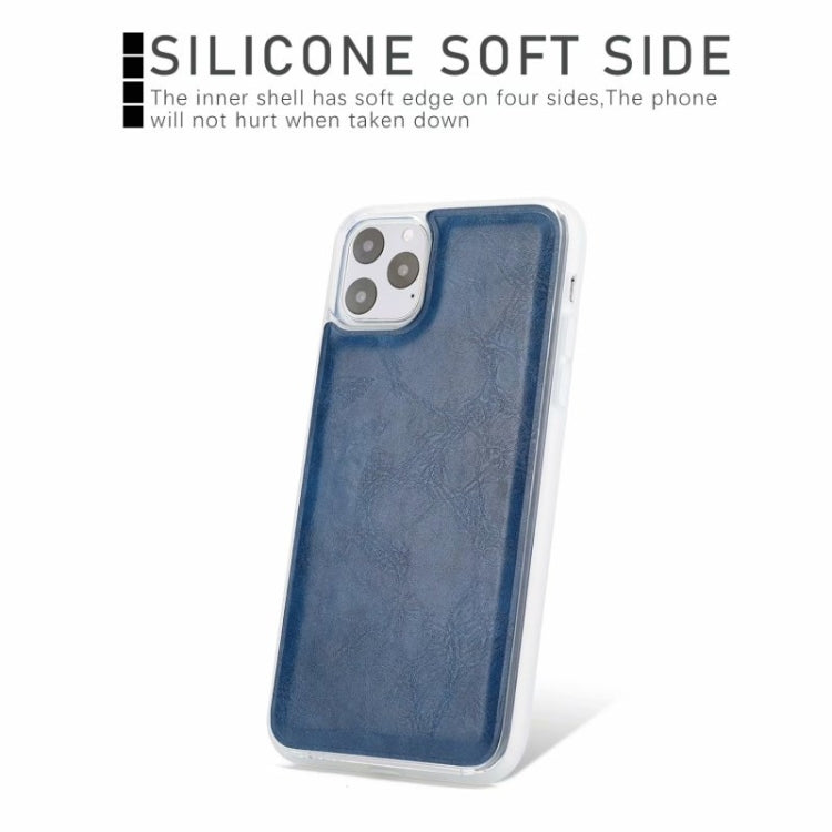 For iPhone 11 Crazy Horse Texture Detachable Magnetic Back Cover Horizontal Flip Leather Case with Holder & Card Slots & Photo Frame & Wallet (Blue) - iPhone 11 Cases by buy2fix | Online Shopping UK | buy2fix