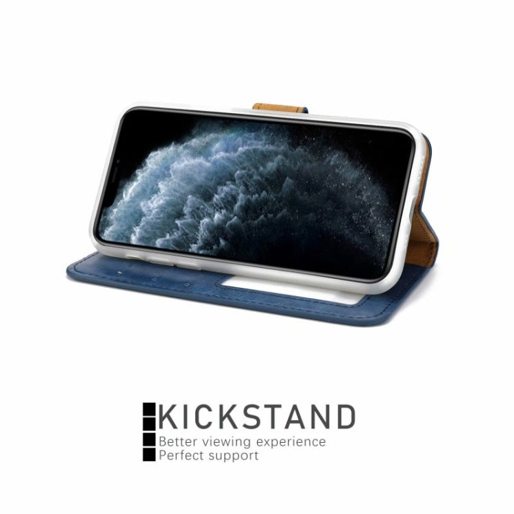 For iPhone 11 Crazy Horse Texture Detachable Magnetic Back Cover Horizontal Flip Leather Case with Holder & Card Slots & Photo Frame & Wallet (Blue) - iPhone 11 Cases by buy2fix | Online Shopping UK | buy2fix