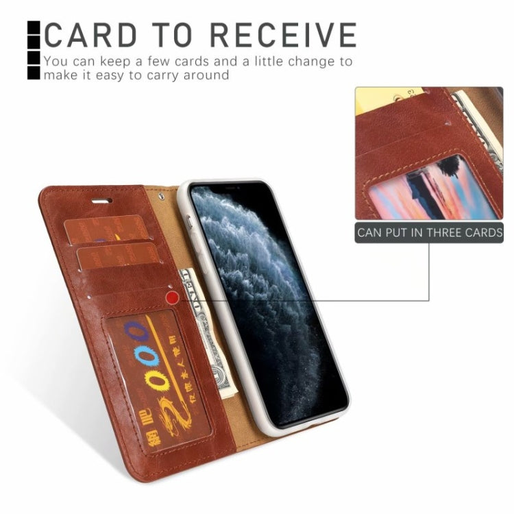 For iPhone 11 Crazy Horse Texture Detachable Magnetic Back Cover Horizontal Flip Leather Case with Holder & Card Slots & Photo Frame & Wallet (Brown) - iPhone 11 Cases by buy2fix | Online Shopping UK | buy2fix