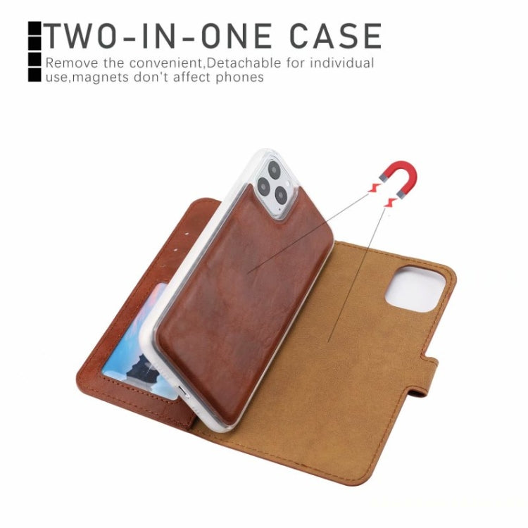 For iPhone 11 Crazy Horse Texture Detachable Magnetic Back Cover Horizontal Flip Leather Case with Holder & Card Slots & Photo Frame & Wallet (Brown) - iPhone 11 Cases by buy2fix | Online Shopping UK | buy2fix