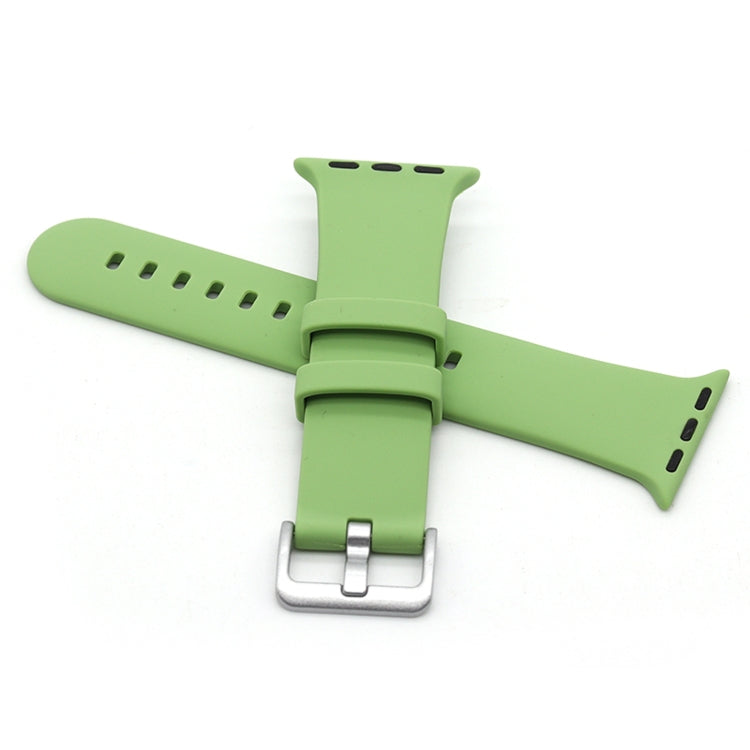 Silver Buckle Silicone Watch Band For Apple Watch Series 9&8&7 41mm / SE 3&SE 2&6&SE&5&4 40mm / 3&2&1 38mm(Rose Red) - Watch Bands by buy2fix | Online Shopping UK | buy2fix