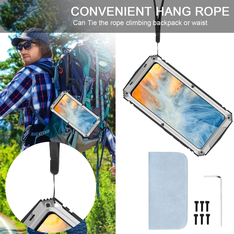 For Samsung Galaxy S21 FE R-JUST Shockproof Waterproof Dust-proof Metal + Silicone Protective Case with Holder(Silver) by R-JUST