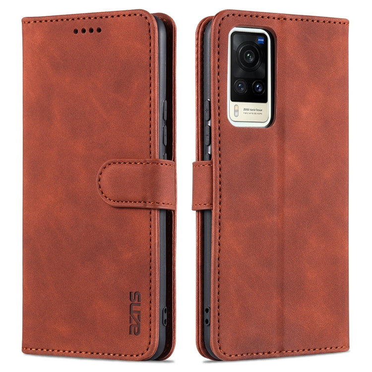 For vivo X60 AZNS Skin Feel Calf Texture Horizontal Flip Leather Case with Card Slots & Holder & Wallet(Brown) - vivo Cases by AZNS | Online Shopping UK | buy2fix