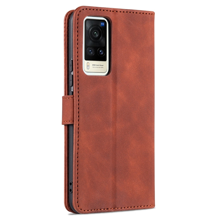 For vivo X60 AZNS Skin Feel Calf Texture Horizontal Flip Leather Case with Card Slots & Holder & Wallet(Brown) - vivo Cases by AZNS | Online Shopping UK | buy2fix