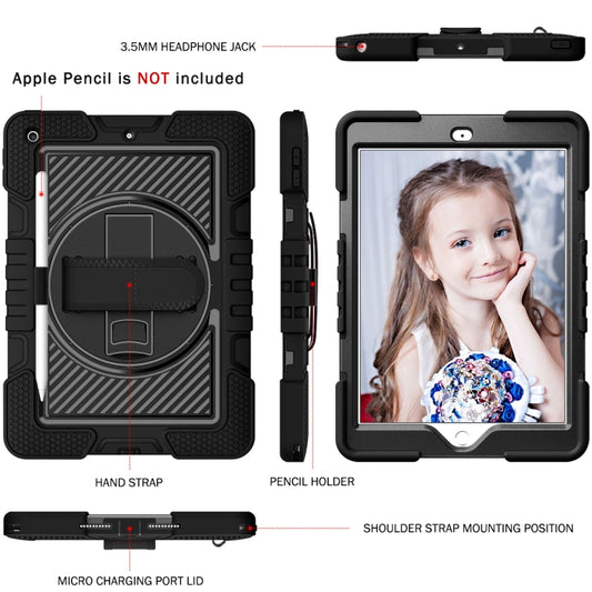 360 Degree Rotation Contrast Color Shockproof Silicone + PC Case with Holder & Hand Grip Strap & Shoulder Strap For iPad 9.7 2018 / 2017 / Air / Air 2 / Pro 9.7 (Black) - iPad 9.7 (2018) & (2017) Cases by buy2fix | Online Shopping UK | buy2fix