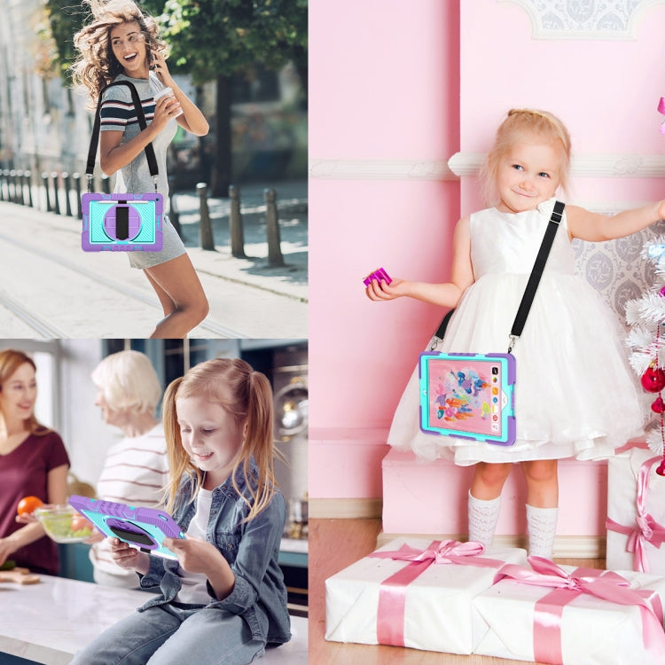 360 Degree Rotation Contrast Color Shockproof Silicone + PC Case with Holder & Hand Grip Strap & Shoulder Strap For iPad 9.7 2018 / 2017 / Air / Air 2 / Pro 9.7 (Purple + Mint Green) - iPad 9.7 (2018) & (2017) Cases by buy2fix | Online Shopping UK | buy2fix