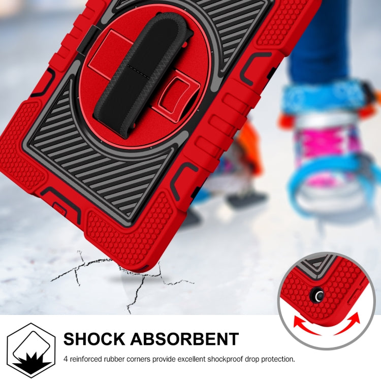 For iPad 10.2 2021 / 2020 / 2019 360 Degree Rotation Contrast Color Shockproof Silicone + PC Case with Holder & Hand Grip Strap & Shoulder Strap (Red+Black) - iPad 10.2 Cases by buy2fix | Online Shopping UK | buy2fix