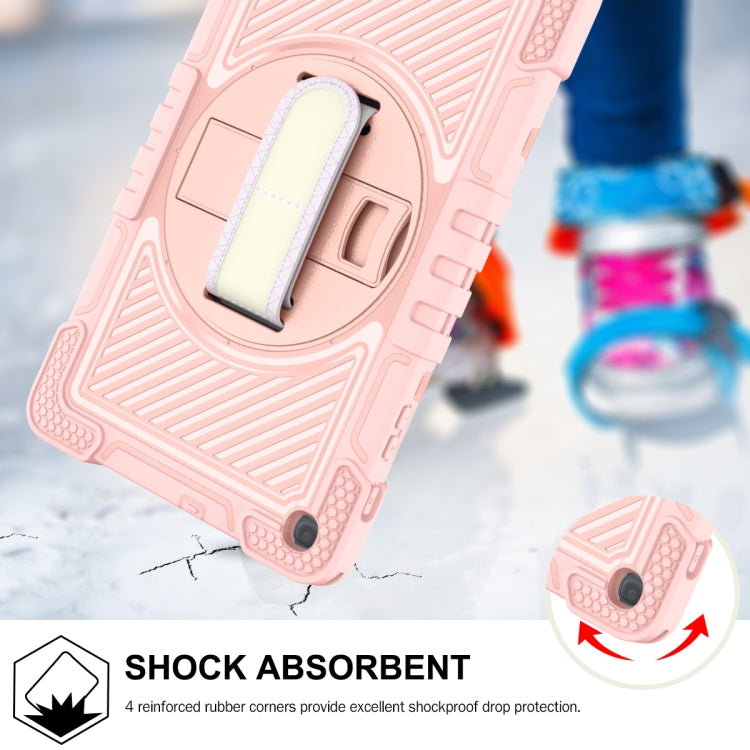 For Samsung Galaxy Tab A 10.1 2019 T515 360 Degree Rotation Contrast Color Shockproof Silicone + PC Case with Holder & Hand Grip Strap & Shoulder Strap(Rose Gold) - Tab A 10.1 (2019) T510 / T515 by buy2fix | Online Shopping UK | buy2fix