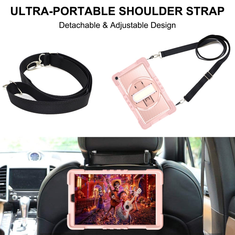 For Samsung Galaxy Tab A 10.1 2019 T515 360 Degree Rotation Contrast Color Shockproof Silicone + PC Case with Holder & Hand Grip Strap & Shoulder Strap(Rose Gold) - Tab A 10.1 (2019) T510 / T515 by buy2fix | Online Shopping UK | buy2fix