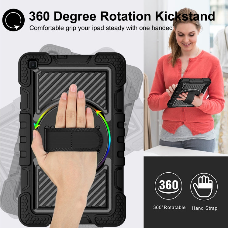 For Samsung Galaxy Tab A 8.0 2019 T290 360 Degree Rotation Contrast Color Shockproof Silicone + PC Case with Holder & Hand Grip Strap & Shoulder Strap(Black) - Other Galaxy Tab PC by buy2fix | Online Shopping UK | buy2fix