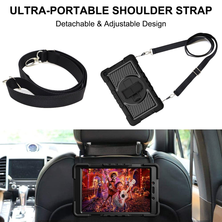 For Samsung Galaxy Tab A 8.0 2019 T290 360 Degree Rotation Contrast Color Shockproof Silicone + PC Case with Holder & Hand Grip Strap & Shoulder Strap(Black) - Other Galaxy Tab PC by buy2fix | Online Shopping UK | buy2fix