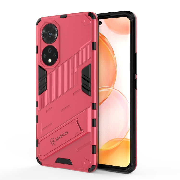 For Honor 50 Punk Armor 2 in 1 PC + TPU Shockproof Case with Invisible Holder(Light Red) - Honor Cases by buy2fix | Online Shopping UK | buy2fix