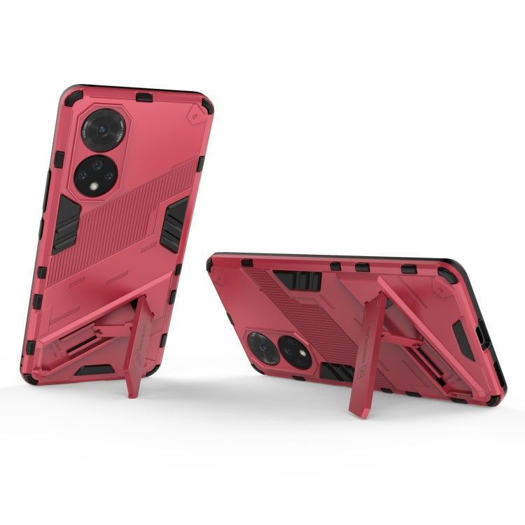 For Honor 50 Punk Armor 2 in 1 PC + TPU Shockproof Case with Invisible Holder(Light Red) - Honor Cases by buy2fix | Online Shopping UK | buy2fix
