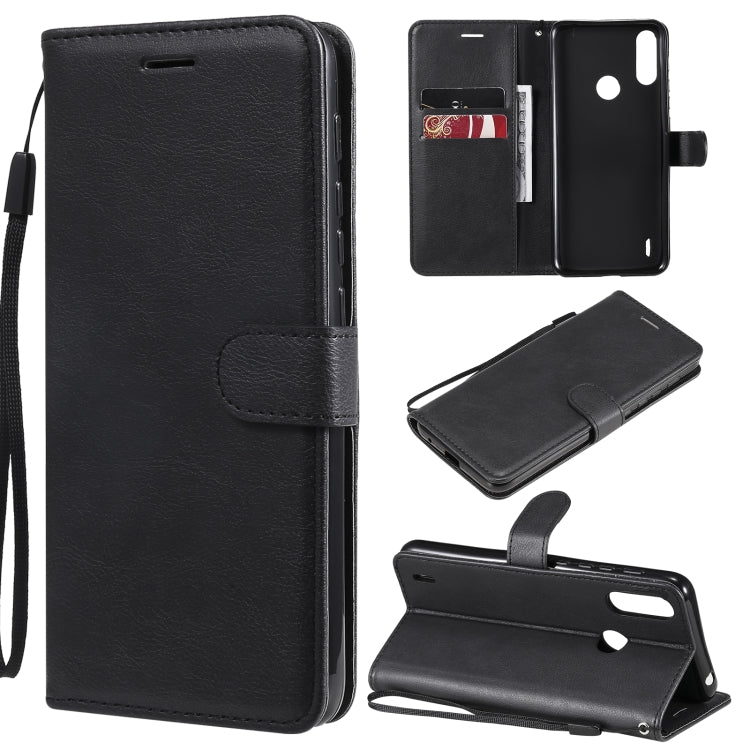 For Motorola Moto E7 Power Solid Color Horizontal Flip Protective Leather Case with Holder & Card Slots & Wallet & Photo Frame & Lanyard(Black) - Motorola Cases by buy2fix | Online Shopping UK | buy2fix