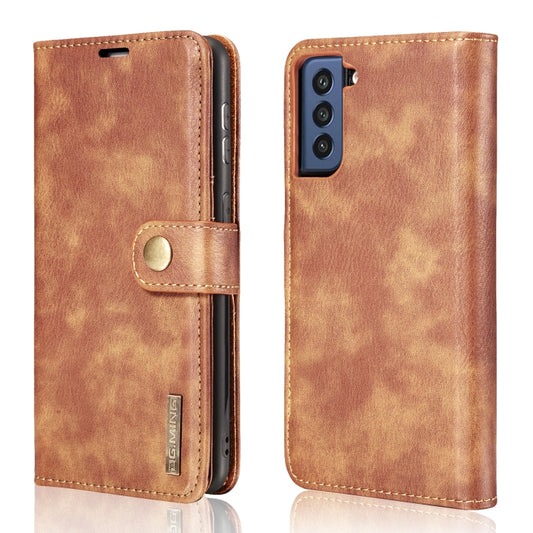 For Samsung Galaxy S21 FE DG.MING Crazy Horse Texture Flip Detachable Magnetic Leather Case with Holder & Card Slots & Wallet(Brown) by DG.MING