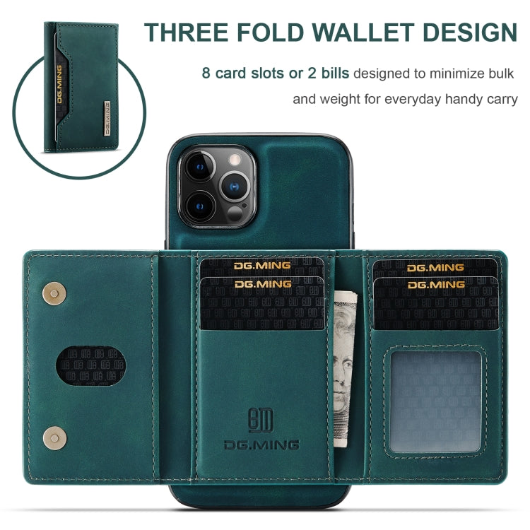 For iPhone 12 / 12 Pro DG.MING M2 Series 3-Fold Multi Card Bag + Magnetic Back Cover Shockproof Case with Wallet & Holder Function(Green) - iPhone 12 / 12 Pro Cases by DG.MING | Online Shopping UK | buy2fix