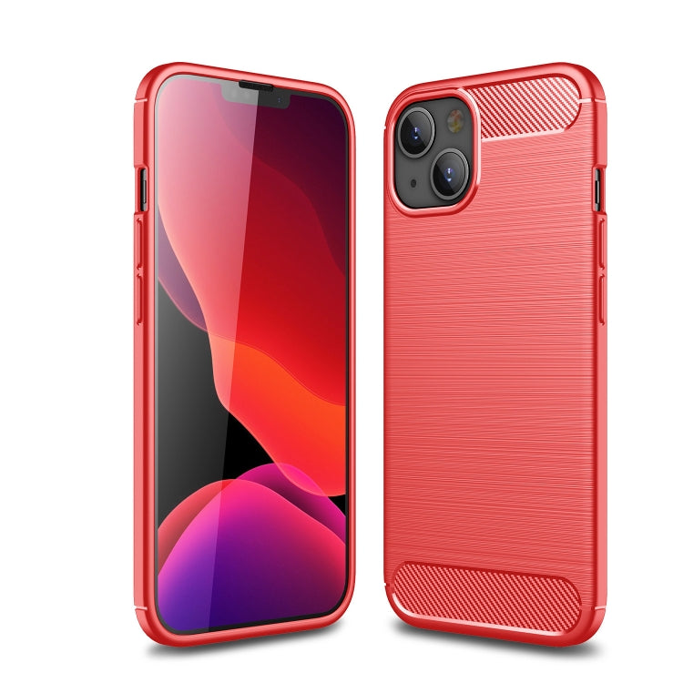 For iPhone 13 mini Brushed Texture Carbon Fiber TPU Case (Red) - iPhone 13 mini Cases by buy2fix | Online Shopping UK | buy2fix