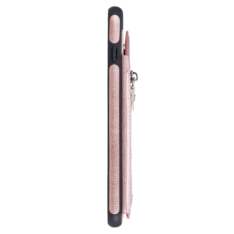For iPhone 8 Plus / 7 Plus Solid Color Double Buckle Zipper Shockproof Protective Case(Rose Gold) - More iPhone Cases by buy2fix | Online Shopping UK | buy2fix