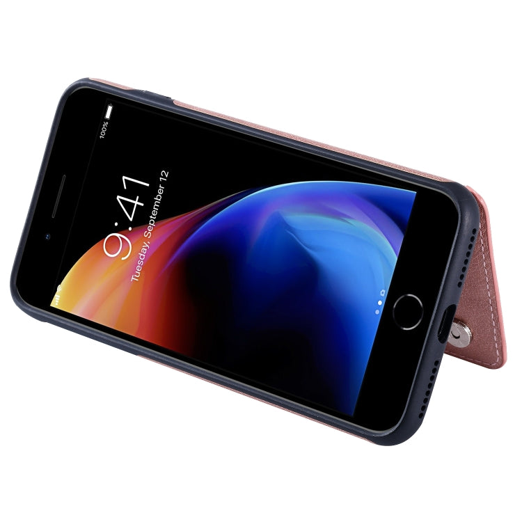 For iPhone 8 Plus / 7 Plus Solid Color Double Buckle Zipper Shockproof Protective Case(Rose Gold) - More iPhone Cases by buy2fix | Online Shopping UK | buy2fix