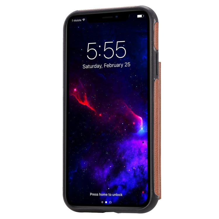 For iPhone 11 Solid Color Double Buckle Zipper Shockproof Protective Case(Brown) - iPhone 11 Cases by buy2fix | Online Shopping UK | buy2fix