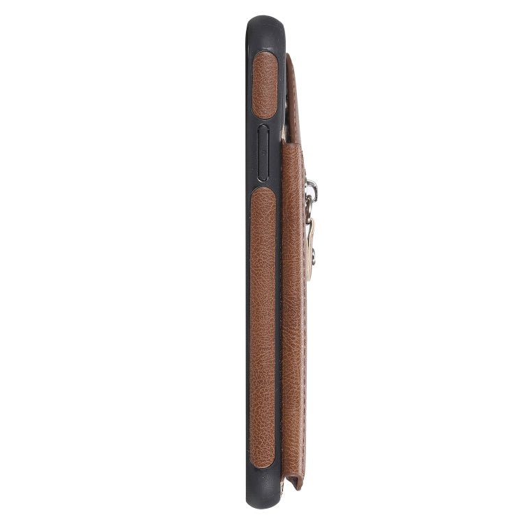 For iPhone 11 Solid Color Double Buckle Zipper Shockproof Protective Case(Brown) - iPhone 11 Cases by buy2fix | Online Shopping UK | buy2fix