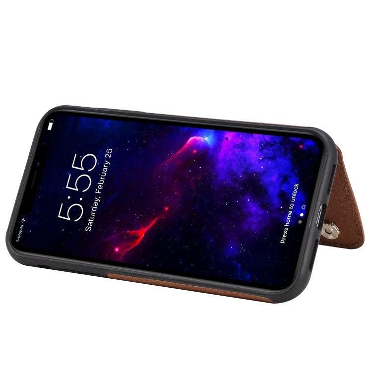 For iPhone 11 Solid Color Double Buckle Zipper Shockproof Protective Case(Brown) - iPhone 11 Cases by buy2fix | Online Shopping UK | buy2fix