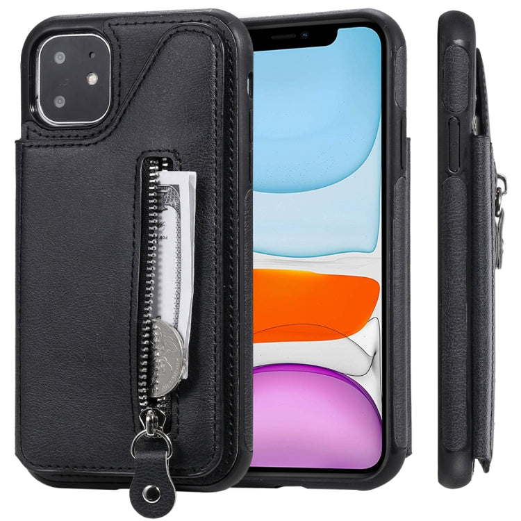 For iPhone 11 Solid Color Double Buckle Zipper Shockproof Protective Case(Black) - iPhone 11 Cases by buy2fix | Online Shopping UK | buy2fix