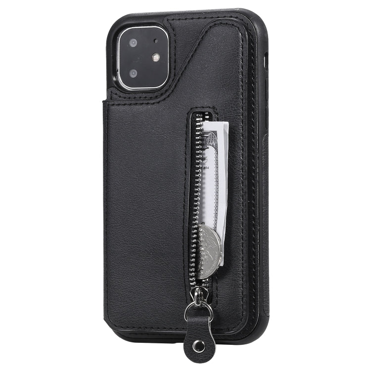 For iPhone 11 Solid Color Double Buckle Zipper Shockproof Protective Case(Black) - iPhone 11 Cases by buy2fix | Online Shopping UK | buy2fix